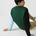 Men Lacoste V0ZN1096 Green Black Blue UG6 Brushed Fleece Sweatshirt - Image 3