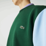 Men Lacoste V0ZN1096 Green Black Blue UG6 Brushed Fleece Sweatshirt - Image 4