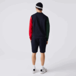 Men Lacoste V0ZN1097 Navy Blue Green Red 4XN Brushed Fleece Sweatshirt - Image 3