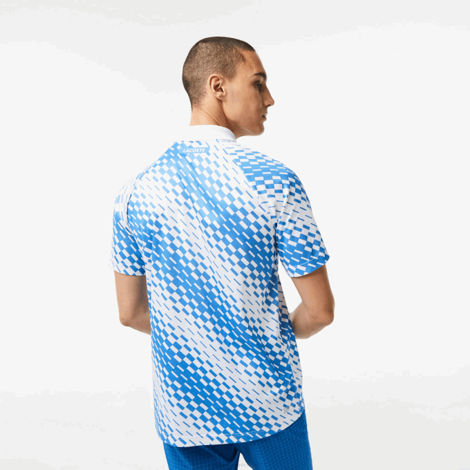 Men Lacoste V0ZN109 White Blue GA7 Tennis x Novak Djokovic Fan Version Polo - Image 3
