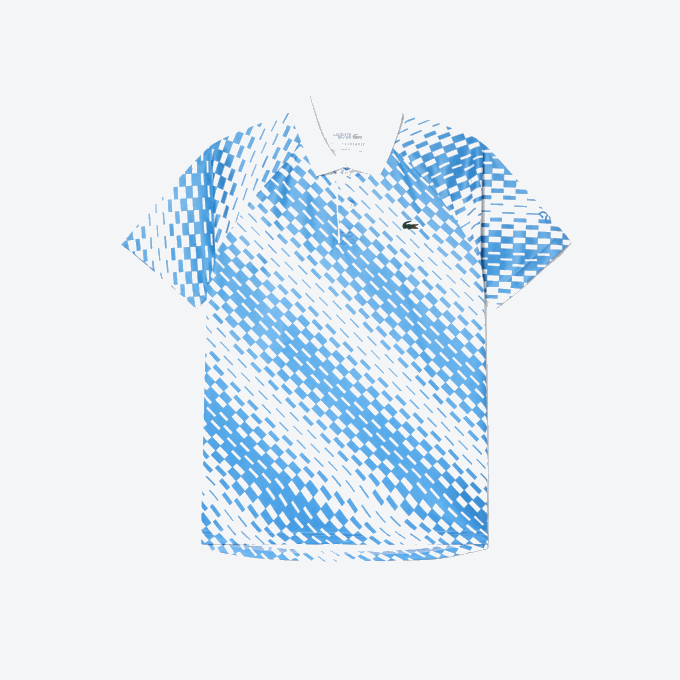 Men Lacoste V0ZN109 White Blue GA7 Tennis x Novak Djokovic Fan Version Polo - Image 4
