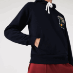 Men Lacoste V0ZN1100 Navy Blue 166 Pennants L Badge Hooded Cotton Fleece Sweatshirt - Image 2