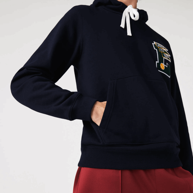 Men Lacoste V0ZN1100 Navy Blue 166 Pennants L Badge Hooded Cotton Fleece Sweatshirt - Image 2