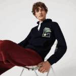 Men Lacoste V0ZN1100 Navy Blue 166 Pennants L Badge Hooded Cotton Fleece Sweatshirt