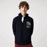 Men Lacoste V0ZN1100 Navy Blue 166 Pennants L Badge Hooded Cotton Fleece Sweatshirt - Image 4