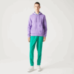 Men Lacoste V0ZN1102 Purple GFU Kangaroo Pocket Fleece Zipped Sweatshirt - Image 2