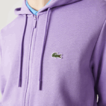 Men Lacoste V0ZN1102 Purple GFU Kangaroo Pocket Fleece Zipped Sweatshirt - Image 6