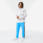 Men Lacoste V0ZN1103 Blue 4XA Side Contrast Band Trackpants - Image 2