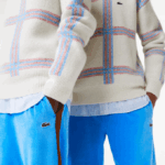 Men Lacoste V0ZN1103 Blue 4XA Side Contrast Band Trackpants - Image 4