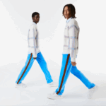 Men Lacoste V0ZN1103 Blue 4XA Side Contrast Band Trackpants - Image 6