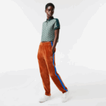 Men Lacoste V0ZN1104 Brown 3PB Side Contrast Band Trackpants - Image 2