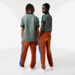 Men Lacoste V0ZN1104 Brown 3PB Side Contrast Band Trackpants - Image 3