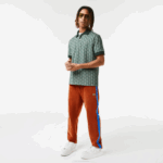 Men Lacoste V0ZN1104 Brown 3PB Side Contrast Band Trackpants - Image 5