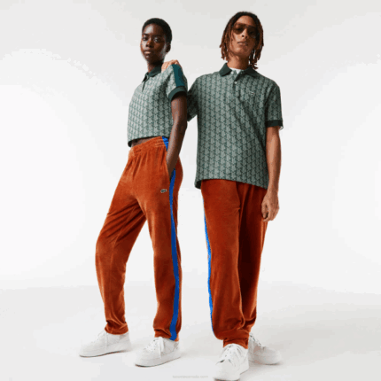Men Lacoste V0ZN1104 Brown 3PB Side Contrast Band Trackpants