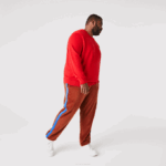 Men Lacoste V0ZN1104 Brown 3PB Side Contrast Band Trackpants - Image 7