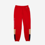 Men Lacoste V0ZN1109 Red Beige Navy Blue 1FU Branded Colorblock Fleece Jogging Pants - Image 5