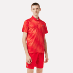 Men Lacoste V0ZN110 Red Orange WI9 Tennis x Novak Djokovic Fan Version Polo