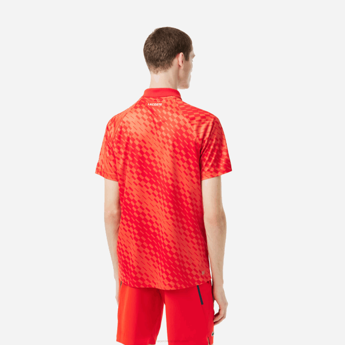 Men Lacoste V0ZN110 Red Orange WI9 Tennis x Novak Djokovic Fan Version Polo - Image 3