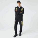 Men Lacoste V0ZN1110 Black Yellow N07 Heritage Regular Fit Color-Block Trackpants