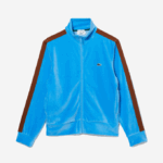 Men Lacoste V0ZN1116 Blue 4XA Regular Fit Velvet Zip Sweatshirt