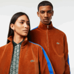Men Lacoste V0ZN1117 Brown 3PB Regular Fit Velvet Zip Sweatshirt - Image 2