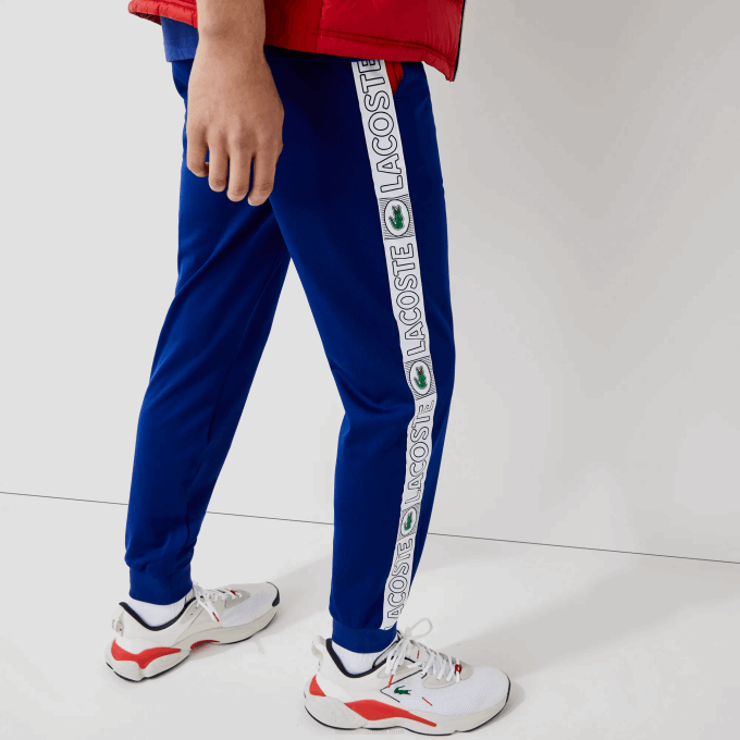 Men Lacoste V0ZN1119 Blue Red White AN3 SPORT Branded Bands Tracksuit Pants - Image 2