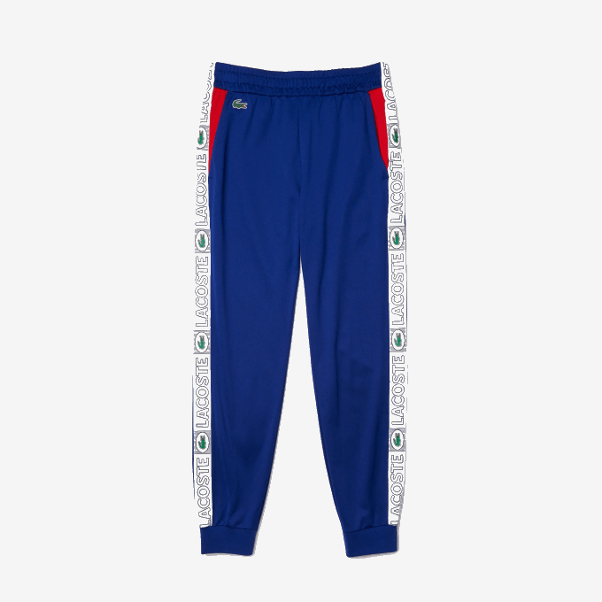 Men Lacoste V0ZN1119 Blue Red White AN3 SPORT Branded Bands Tracksuit Pants - Image 5