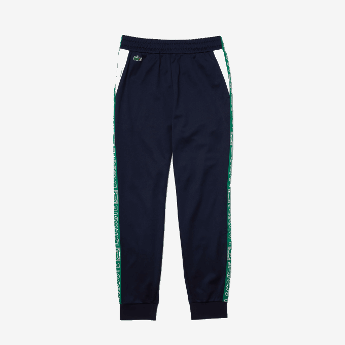 Men Lacoste V0ZN1121 Navy Blue White Green FX3 SPORT Branded Bands Tracksuit Pants - Image 4