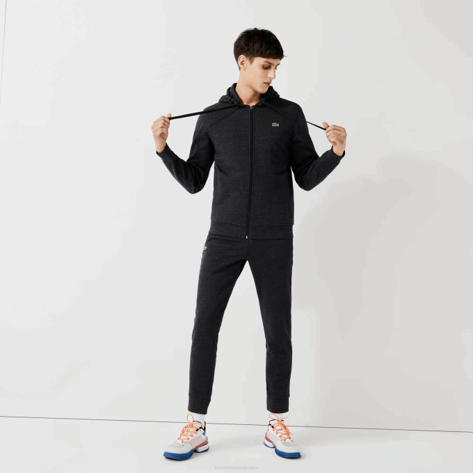 Men Lacoste V0ZN1126 Grey H88 SPORT Lightweight Bi-material Hoodie - Image 1