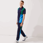 Men Lacoste V0ZN1128 Green Navy Blue White M7Z SPORT Colorblock Bands Trackpants - Image 2