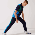 Men Lacoste V0ZN1128 Green Navy Blue White M7Z SPORT Colorblock Bands Trackpants
