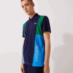 Men Lacoste V0ZN1128 Green Navy Blue White M7Z SPORT Colorblock Bands Trackpants - Image 4