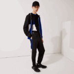 Men Lacoste V0ZN1129 Black Blue White Black ARU SPORT Colorblock Bands Trackpants - Image 2