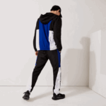 Men Lacoste V0ZN1129 Black Blue White Black ARU SPORT Colorblock Bands Trackpants - Image 3