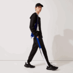 Men Lacoste V0ZN1129 Black Blue White Black ARU SPORT Colorblock Bands Trackpants - Image 7