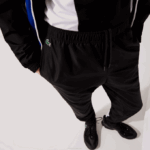 Men Lacoste V0ZN1129 Black Blue White Black ARU SPORT Colorblock Bands Trackpants - Image 8