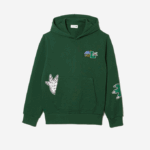 Men Lacoste V0ZN1132 Green 132 Comic Effect Print Hooded Sweatshirt - Image 5