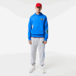 Men Lacoste V0ZN1134 Blue K1Q Comic Effect Print Hooded Sweatshirt - Image 2