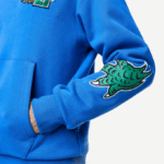 Men Lacoste V0ZN1134 Blue K1Q Comic Effect Print Hooded Sweatshirt - Image 7