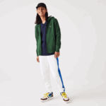 Men Lacoste V0ZN1135 Green 132 Kangaroo Pocket Fleece Zipped Sweatshirt