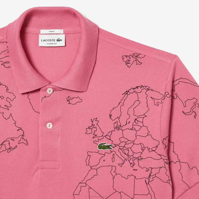 Men Lacoste V0ZN113 Pink 2R3 Original L.12.12 Printed Organic Cotton Polo - Image 3