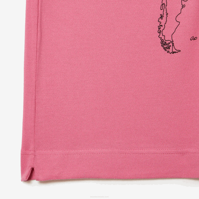 Men Lacoste V0ZN113 Pink 2R3 Original L.12.12 Printed Organic Cotton Polo - Image 4