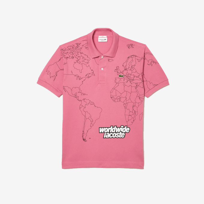 Men Lacoste V0ZN113 Pink 2R3 Original L.12.12 Printed Organic Cotton Polo - Image 1