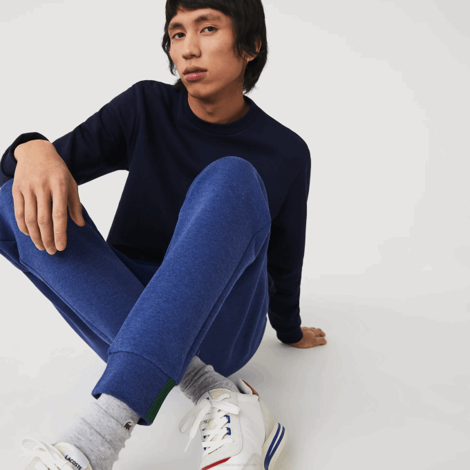 Men Lacoste V0ZN1140 Blue Chine HJD Slim Fit Heathered Cotton Blend Tracksuit Pants - Image 2