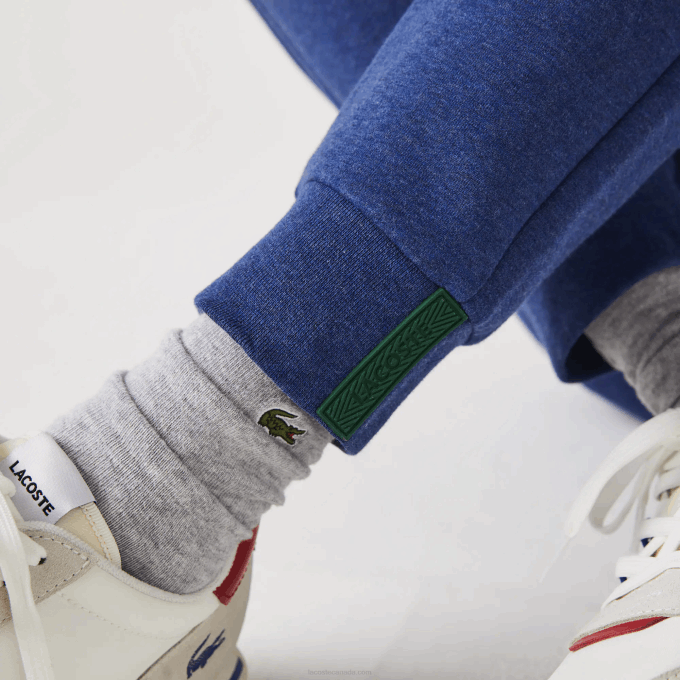 Men Lacoste V0ZN1140 Blue Chine HJD Slim Fit Heathered Cotton Blend Tracksuit Pants - Image 6