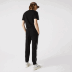 Men Lacoste V0ZN1147 Black 8VM Signature Striped Colorblock Fleece Jogging Pants - Image 3