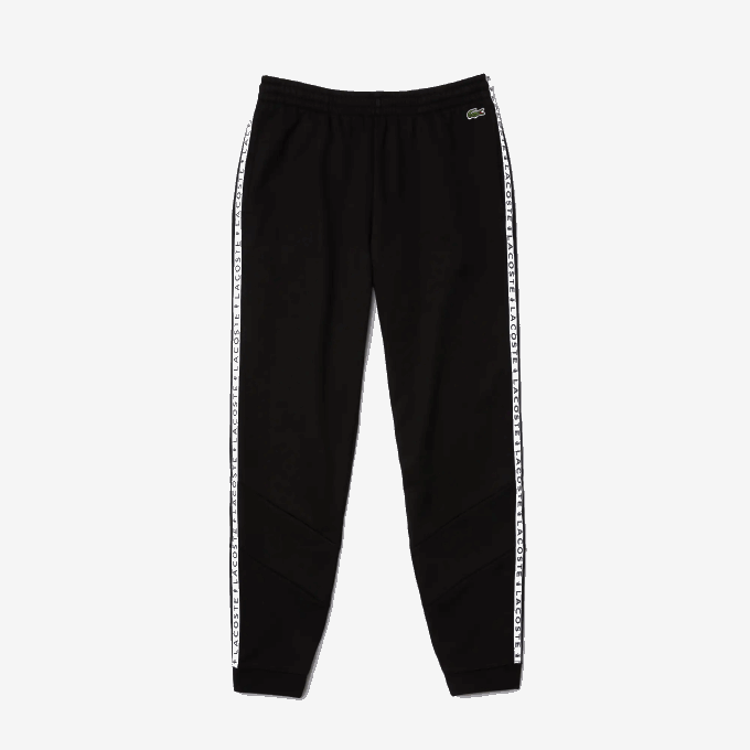 Men Lacoste V0ZN1147 Black 8VM Signature Striped Colorblock Fleece Jogging Pants - Image 7