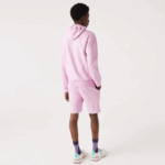 Men Lacoste V0ZN1149 Pink Z4H Kangaroo Pocket Fleece Zipped Sweatshirt - Image 3