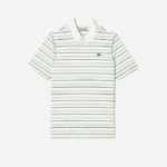 Men Lacoste V0ZN114 White Beige Navy Blue Green XIQ Golf Recycled Polyester Stripe Polo - Image 4