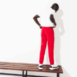 Men Lacoste V0ZN1153 Red 240 SPORT Tennis Fleece Trackpants - Image 3